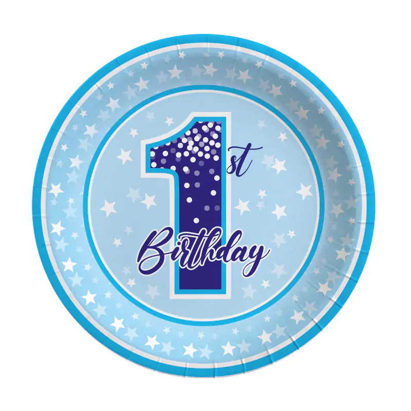 First Birtday Stars Boy 1 Yaş Erkek Tabak 8'li
